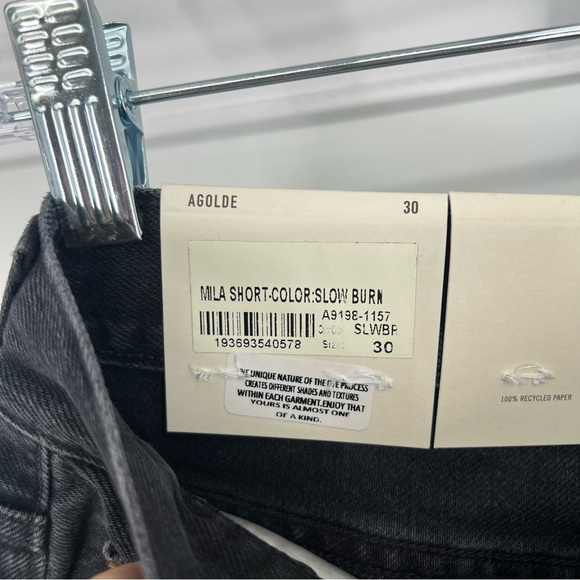 AGOLDE Mila Vintage Black Classic High Rise Denim Shorts in "Slow Burn" 30 NWT - Picture 5 of 9